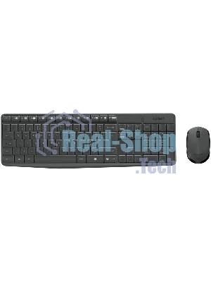 Комплект клавиатура+мышь Logitech MK235 беспроводной, USB, 1000 DPI, серый (заводская гравировка)