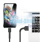 Кабель Defender F181, USB 2.0 (AM) - Apple Lightning (M), 1 м, 2.4А, нейлоновая оплетка, черный.