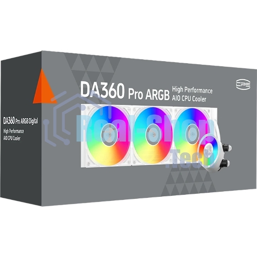 Система охлаждения Water Cooling System PCCooler DA360 Pro ARGb WH (300W, 360мм, белый, ARGb/Fans: 3x120мм, 75.8CFM, 33.7dBA, 2200RPM/Pump height 57мм, 28dBA, 3000RPM, Rad thickness 27мм/S: 1851, 1700, 1200, 20XX, 115X, AM5, AM4)