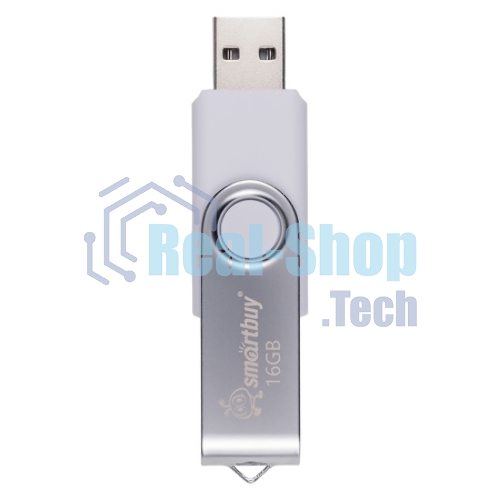 Флешка USB Smartbuy Twist White (SB016GB2TWW), 16Gb, USB 2.0, R/W 15/5, белый/серебристый