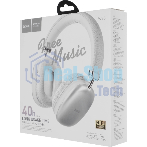 Беспроводные/проводные наушники Hoco W35 белый, полноразмерные, Bluetooth + проводной, до 40 ч