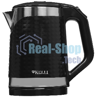 Чайник электрический Kelli KL-1372B 1.8 л, нержавейка+пластик, черный (12)