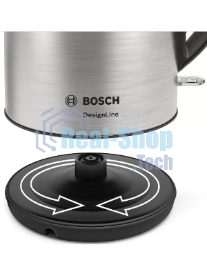 Электрочайник Bosch TWK3P420 черный, 1.7 л, 2400 Вт, скрытый нагревательный элемент