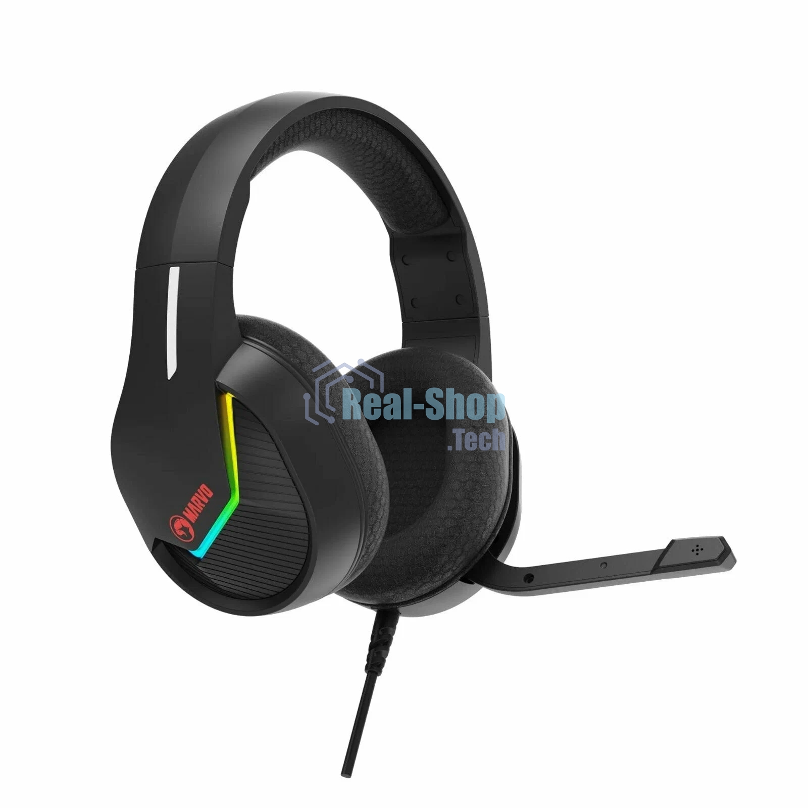 Гарнитура Marvo H8618 Tactic 40 чёрный, проводная, USB, микрофон с шумоподавлением, RGB-подсветка