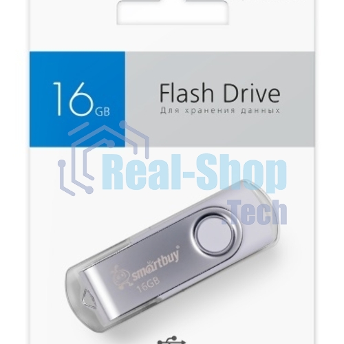 Флешка USB Smartbuy Twist White (SB016GB2TWW), 16Gb, USB 2.0, R/W 15/5, белый/серебристый