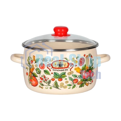 Кастрюля Appetite 1RC181S Болоньезе с крышкой, эмалированная сталь, сфер. 3 л