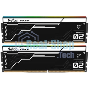 Оперативная память Netac Shadow II RGB, DDR5, 32GB (2x16GB), 6400 MHz, CL32, с радиатором, RGB, чёрный