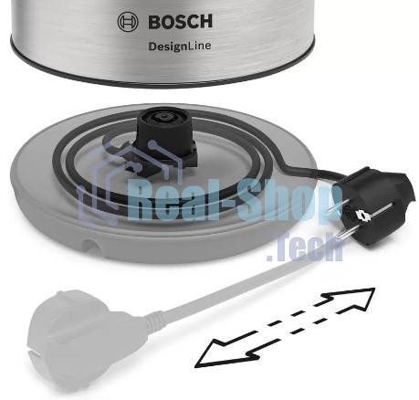 Электрочайник Bosch TWK3P420 черный, 1.7 л, 2400 Вт, скрытый нагревательный элемент
