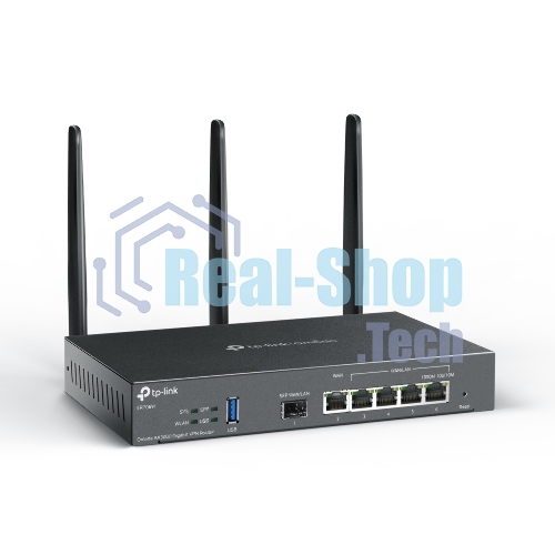 VPN-маршрутизатор TP-Link ER706W Omada с гигабитными портами и поддержкой Wi-Fi AX3000, 1 гиг. SFP WAN/LAN, 1 гиг. RJ45 WAN, 4 гиг. RJ45 WAN/LAN, USB 3.0, до 574 М/с на 2,4 ГГц + до 2402 М/с