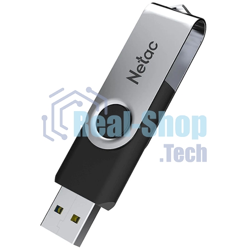 Флешка USB Netac U505 (NT03U505N-004G-20BK), 4Gb, USB 2.0, R/W 70/30, черный/серебристый