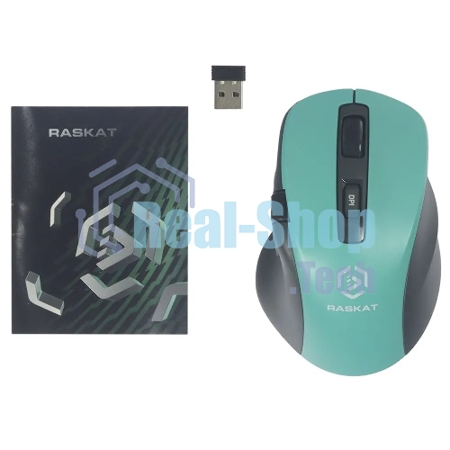 Мышь беспроводная Raskat M020W зеленый/черный, 2400 dpi, радиоканал, Bluetooth, USB, кнопки - 7