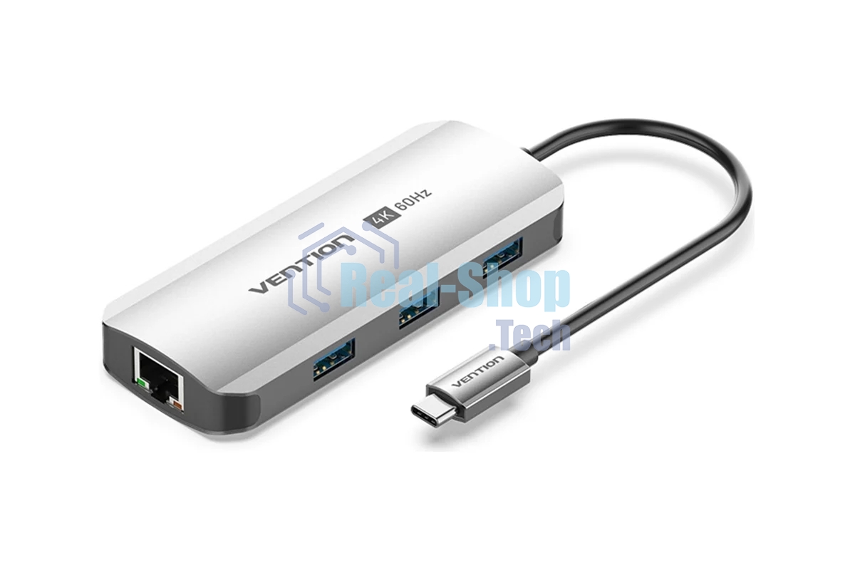 USB-концентратор Vention TQHHB, USB Type-C, USB/HDMI/RJ-45, USB Type-C