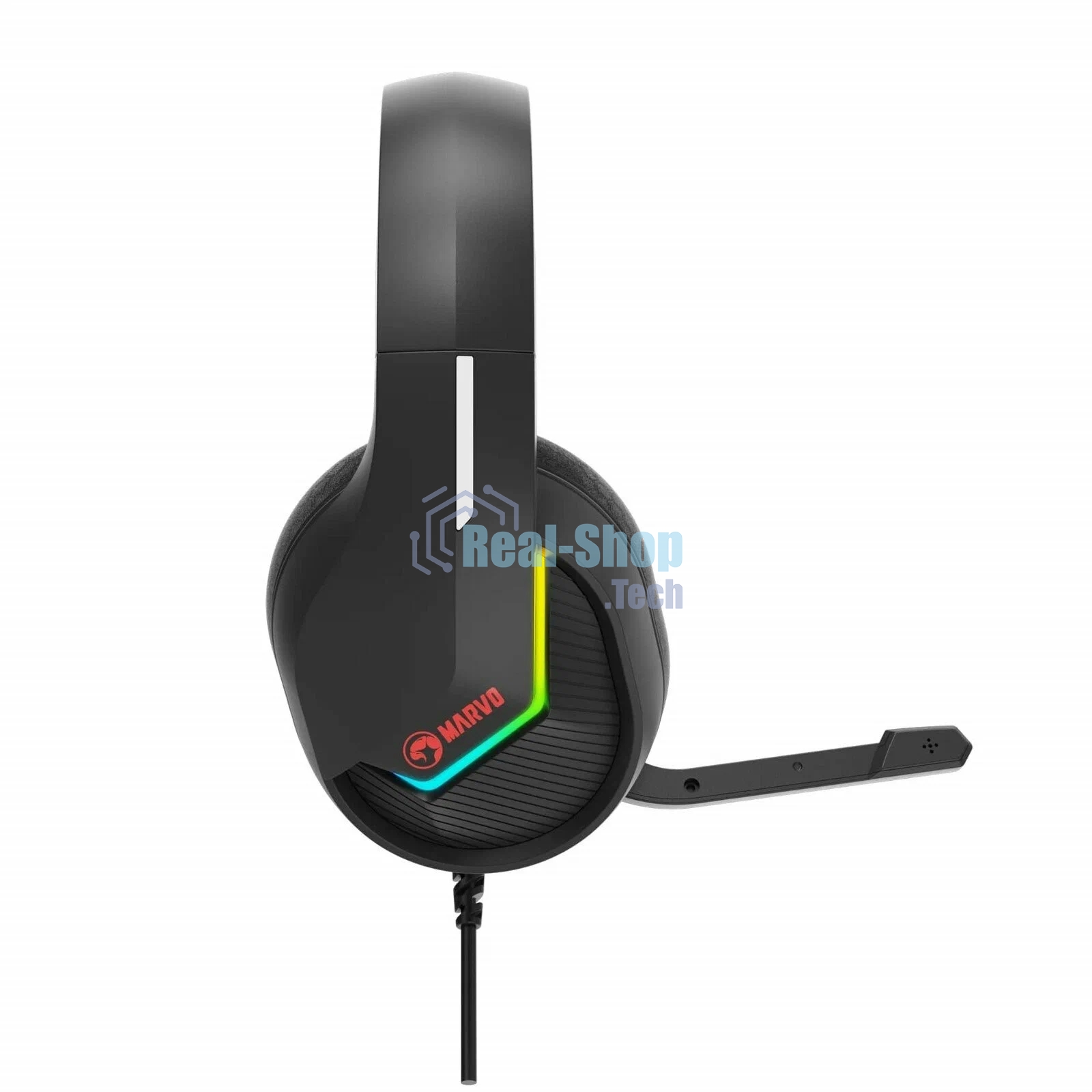 Гарнитура Marvo H8618 Tactic 40 чёрный, проводная, USB, микрофон с шумоподавлением, RGB-подсветка