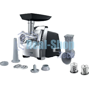 Мясорубка электрическая Bosch MFW67440 черный, 2000 Вт, 3.5 кг/мин, реверс, защита от перегрузки, насадки - 4