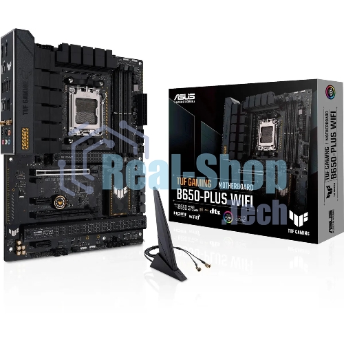 Материнская плата ASUS TUF GAMING B650-PLUS WIFI, AM5, AMD B650, 4xDDR5, 4xSATA, 3xM.2, 1xPCI-E 4.0 x16, 1xPCI-E 4.0 x4, 2xPCI-E x1, 1xHDMI, 1xDP, 1x 2.5Gb LAN, 2xUSB-A 3.2 Gen 2, 4xUSB-A 2.0, 1xUSB-C 3.2 Gen 2, 5x3.5 мм, 7.1, ATX