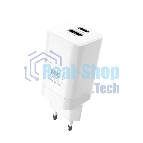 Сетевое зарядное устройство MORE CHOICE NC85a 1USB+1Type-C 3.0A PD 20W+QC3.0 Type-C Type-C, белый