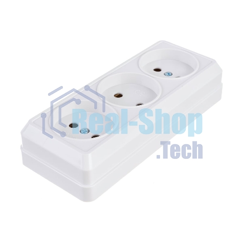 Розетка 3-м ОП Октава 10А IP20 без заземл. бел. IEK ERO30-K01-10-DC