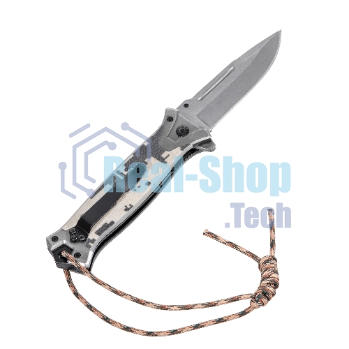 Нож складной Denzel, многоцелевой, системы Liner-Lock, с накладкой G10 на прямой рук-ке+стеклобой 79208