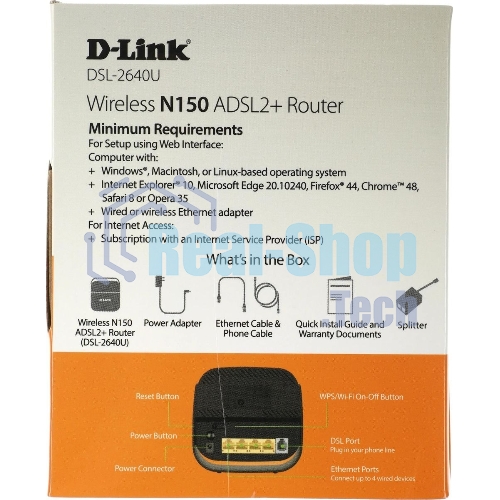Роутер беспроводной D-Link DSL-2640U/R1A ADSL2+ черный ANNEX А