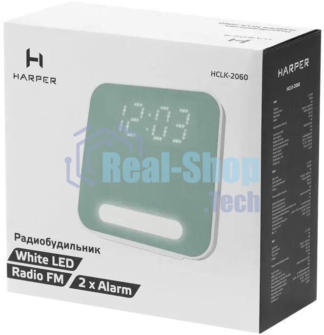 Радиобудильник Harper HCLK-2060 зеленый LED подсв:белая часы:цифровые AM/FM