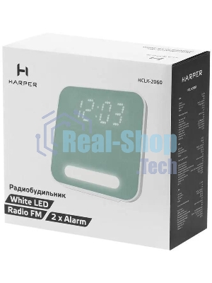 Радиобудильник Harper HCLK-2060 зеленый LED подсв:белая часы:цифровые AM/FM