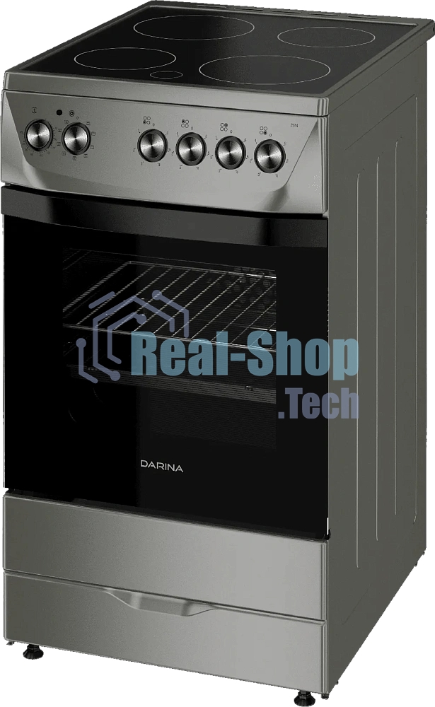Плита электрическая Darina 1D5 EC 241 614 X нержавеющая сталь/черный, конфорок 4 шт, духовка 50 л, 50 см x 85 см x 60 см