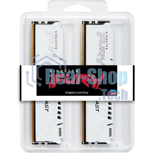 Оперативная память Kingston Fury Beast, DDR5, 32Gb (2x16GB), 6000MHz, CL36, DIMM, с радиаторами, белый