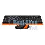 Комплект клавиатура+мышь A4Tech FStyler F1010 проводной, USB, 1600 DPI, чёрный/оранжевый