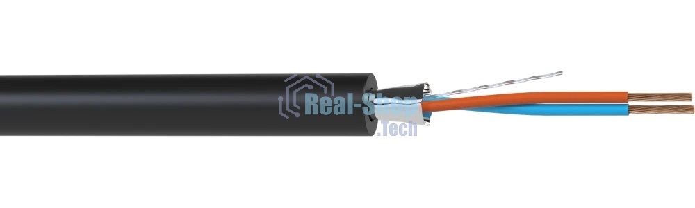 Кабель балансный микрофонный Wize WMC2450FL 50 м, 24 AWG, FRNC/LSZH, 0.2 мм2, диаметр 3.7мм, экран, медь 25 x 0.1 мм, черный, бухта