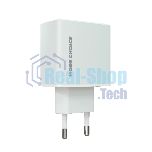 Сетевое зарядное устройство MORE CHOICE (4610196408915) NC60a 1USB-C 3.0A PD 20W быстрая зарядка для Type-C, белый