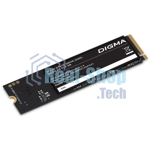 Накопитель SSD Digma Mega P5 DGSM3512GP53T, 512Gb, PCIe 3.0 x4, M.2 2280, NVMe, R/W 2900/2000