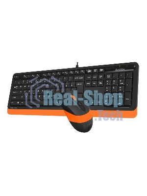 Комплект клавиатура+мышь A4Tech FStyler F1010 проводной, USB, 1600 DPI, чёрный/оранжевый