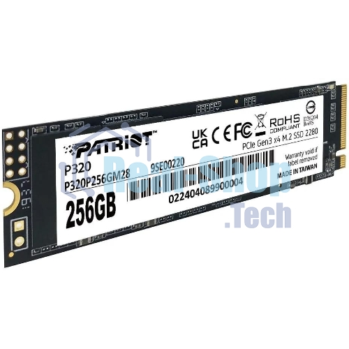 Накопитель SSD Patriot P320, 256Gb, PCIe 3.0 x4, M.2 2280, NVMe, R/W 2200/1200