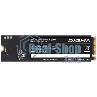 Накопитель SSD Digma Mega P5 DGSM3512GP53T, 512Gb, PCIe 3.0 x4, M.2 2280, NVMe, R/W 2900/2000