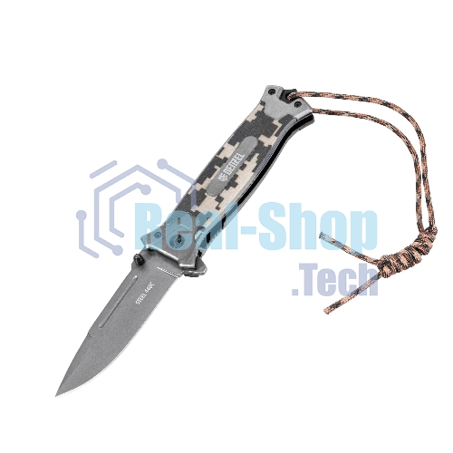 Нож складной Denzel, многоцелевой, системы Liner-Lock, с накладкой G10 на прямой рук-ке+стеклобой 79208