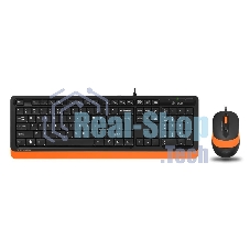 Комплект клавиатура+мышь A4Tech FStyler F1010 проводной, USB, 1600 DPI, чёрный/оранжевый