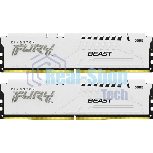 Оперативная память Kingston Fury Beast, DDR5, 32Gb (2x16GB), 6000MHz, CL36, DIMM, с радиаторами, белый