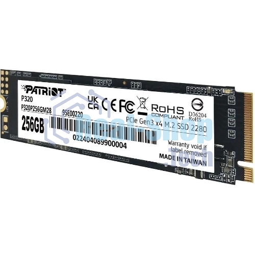 Накопитель SSD Patriot P320, 256Gb, PCIe 3.0 x4, M.2 2280, NVMe, R/W 2200/1200