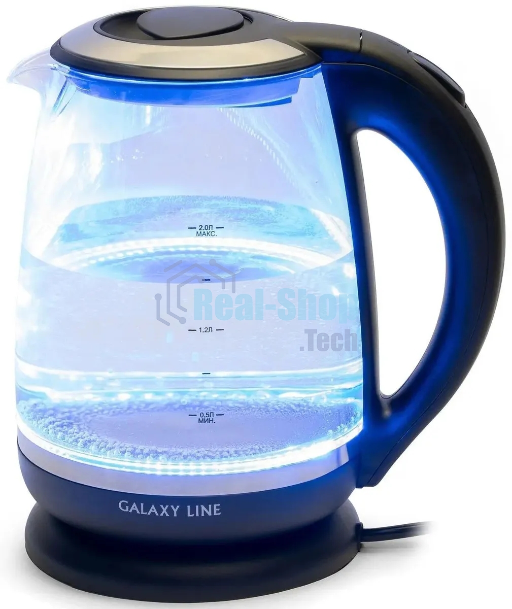 Чайник электрический Galaxy Line GL 0559, черный, стекло, 2200 Вт, 2 л