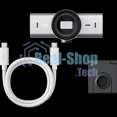 Веб-камера Logitech Brio MX 4K 3840x2160, 30 кадр/с, USB Type-C, микрофон (2 шт, шумоподавление), автоматическая фокусировка, автоосвещение, HDR, шторка приватности, универсальное крепление, светло-серый