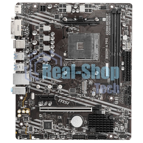 Материнская плата MSI B550M-A PRO, AM4, AMD B550, 2xDDR4, 4xSATA, 1xM.2, 1xPCIe 4.0 x16, 1xPCIe x1, 1xDVI-D, 1xHDMI, 1x 1Gb LAN, 2xUSB 2.0, 4xUSB 3.2 Gen 1, 3x3.5 мм, 7.1, mATX