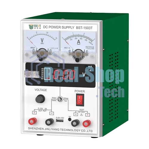 Лабораторный источник питания BESTOOL BST-1503T 15В, 3А, цифровой и аналоговый дисплей, 1 канал