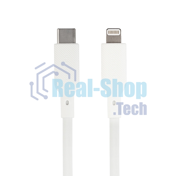 Кабель QUMO, MFI С94, Type-C на MFI Apple 8 pin, силиконовый, 1м, 2,22A, 9V, 20W, PD (белый)