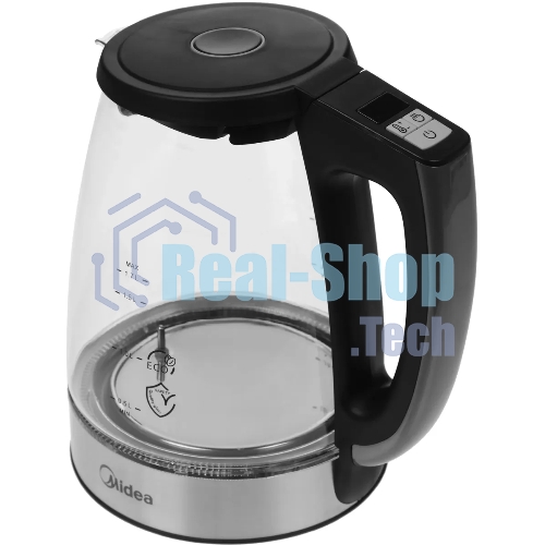 Чайник электрический Midea MK-8019, мощность 2200 Вт, объем 1.7 л, цифровой дисплей, регулировка температуры нагрева, 6 режимов нагрева, поддержание температуры, подсветка
