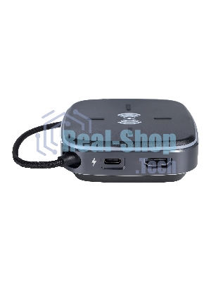Многофункциональная док-станция Intrend ITACS-9W Type-C с беспроводной зарядкой 3 встроенных высокоскоростных USB 3.0, встроенный высокоскоростной TF и SD карт ридер, разъем RJ-45 для подключения к локальной сети HDMI 4K/30Hz, 60W Power Delivery порт,