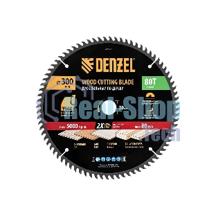 Пильный диск по дереву Denzel ф300 х 30 мм, 80 зубьев
