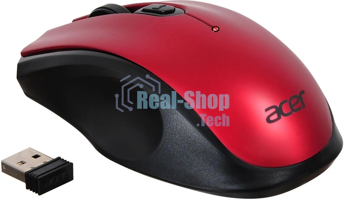Мышь беспроводная Acer OMR032 черный/красный, 1600 dpi, радиоканал, USB, кнопки - 4