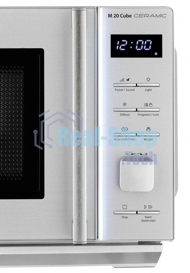 Микроволновая печь CASO M 20 Cube Ceramic серебристый, 20 л, 800 Вт, переключатели - кнопки, поворотный механизм