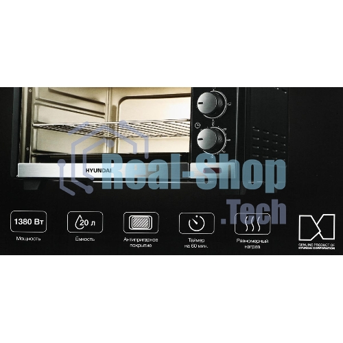 Мини-печь Hyundai MIO-HY091 20 л, 1380 Вт, черный