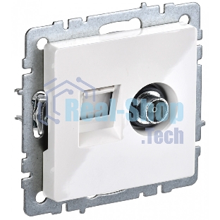 Розетка телевизионная двойная IEK BRITE BR-AK20-1-K01 TV+RJ45 кат.5E РТВ/РК12-БрБ белый